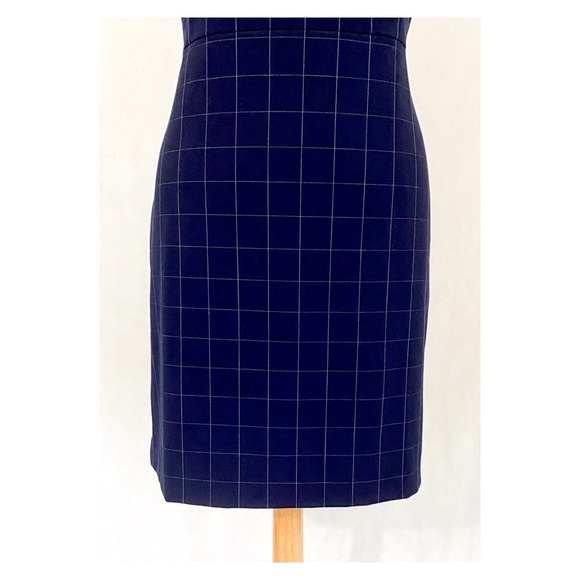 Ann Taylor Sleeveless Navy Tattersall Plaid Dress - Picture 3 of 11
